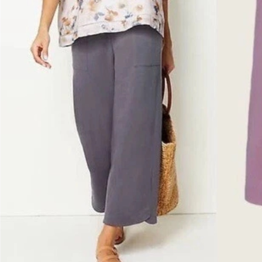 J Jill Purejill Sandwashed Blue Cropped Wide Leg Pants MP